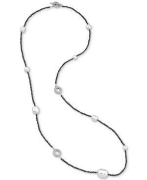Majorica Two-tone Sterling Silver Imitation Pearl Strand Necklace