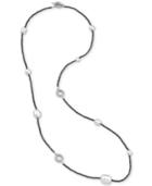 Majorica Two-tone Sterling Silver Imitation Pearl Strand Necklace