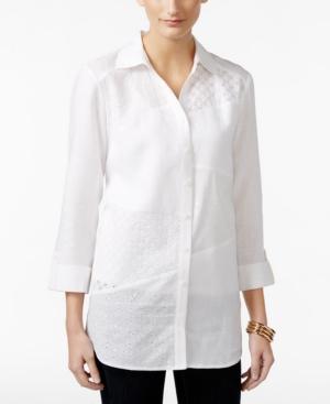 Jm Collection Embellished Eyelet Shirt, Only At Macy's