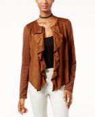 Inc International Concepts Ruffled Faux-suede Cardigan, Only At Macy's