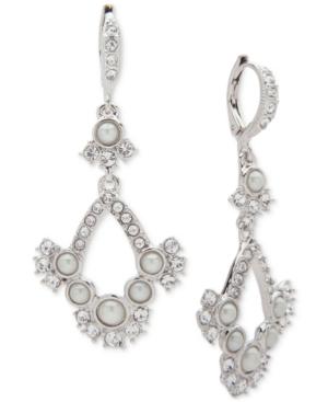 Givenchy Silver-tone Crystal & Imitation Pearl Drop Earrings