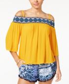 Bcx Juniors' Embroidered Off-the-shoulder Top