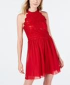 Speechless Juniors' Lace Halter A-line Dress, Created For Macy's