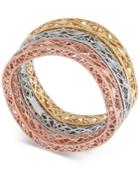 Tricolor 3-pc. Set Openwork Stack Rings In 10k Gold, White Gold & Rose Gold