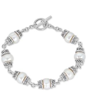 Cultured Freshwater Pearl (8mm) Link Bracelet In Sterling Silver