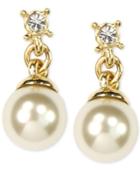 Anne Klein Gold-tone Imitation Pearl Drop Earrings