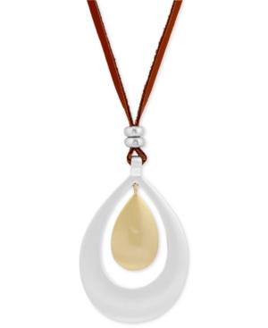 Lucky Brand Two-tone Cognac Leather 32 Pendant Necklace