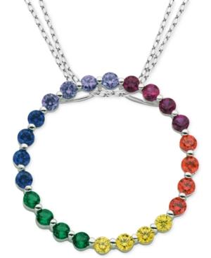 Giani Bernini Multicolor Cubic Zirconia Circle Pendant Necklace In Sterling Silver, Only At Macy's