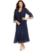 R & M Richards Plus Size Beaded V-neck Dress And Jacket