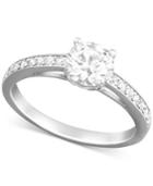 Swarovski Rhodium-plated Round-cut Clear Crystal Ring