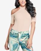 Guess Ebony Mock-neck Cold-shoulder Top