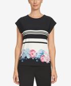 Cece Printed Cap-sleeve Top