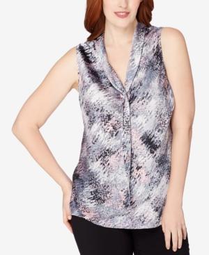 Tahari Asl Plus Size Tie-neck Shell