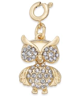 Inc International Concepts Gold-tone Crystal Owl Charm, Only At Macy's