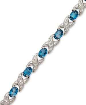 Sterling Silver Bracelet, London Blue Topaz (7-1/2 Ct. T.w.) And Diamond Accent Xo Bracelet