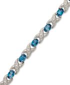 Sterling Silver Bracelet, London Blue Topaz (7-1/2 Ct. T.w.) And Diamond Accent Xo Bracelet