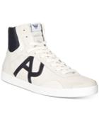 Armani Jeans Men's Logo Leather Hi-tops Men's Shoes