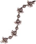 Givenchy Brown Gold-tone Imitation Pearl & Crystal Link Bracelet