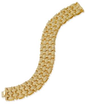 Italian Gold Woven Link Bracelet In 14k Gold-plated Sterling Silver