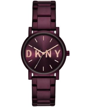 Dkny Women's Soho Port Purple Stainless Steel Bracelet Watch 34mm, Created For Macy's