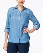 Style & Co Roll-tab-sleeve Denim Shirt, Created For Macy's