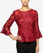 Alex Evenings Embroidered Bell-sleeve Blouse