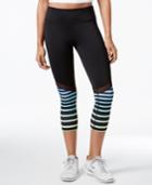 Ideology Striped Mesh-trim Cropped Leggings, Only At Macy's