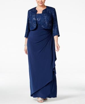 Alex Evenings Plus Size Metallic Empire Gown And Jacket