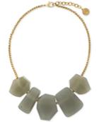 Vince Camuto Gold-tone Geometric Grey Stone Frontal Necklace