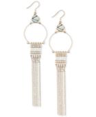 Lucky Brand Two-tone White Stone & Chain Fringe Drop Earrings