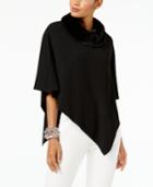 Alfani Faux-fur-collar Poncho Sweater, Created For Macy's