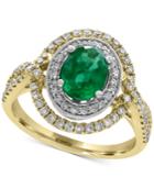 Effy Brasilica Emerald (1-1/8 Ct. T.w.) And Diamond (5/8 Ct. T.w.) Ring In 14k Gold And White Gold