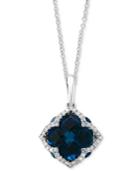 Effy London Blue Topaz (6-3/8 Ct. T.w.) & Diamond (1/5 Ct. T.w.) 18 Pendant Necklace In 14k White Gold