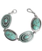 Lucky Brand Bracelet, Silver-tone Turquoise Stone Flex Bracelet