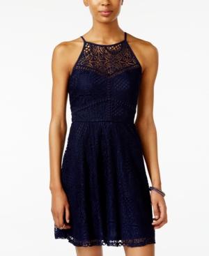 Bcx Juniors' Lace Illusion Fit & Flare Dress