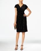Alex Evenings Petite Cap-sleeve Velvet Sheath Dress