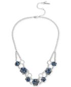 Kenneth Cole Silver-tone Blue Stone Cutout Geometric Necklace