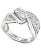 Diamond Two-stone Swirl Engagement Ring (1-1/2 Ct. T.w.) In 14k White Gold