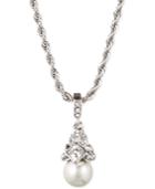 Givenchy 16 Silver-tone Crystal And Glass Pearl Pendant Necklace