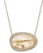 14k Gold Over Sterling Silver Necklace, Golden Rutilated Quartz (11-3/4 Ct. T.w.) And Diamond (1/4 Ct T.w.) Pendant