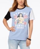 Love Tribe Juniors' Wonder Woman Female Hero Graphic Ringer T-shirt