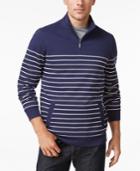 Club Room Men's Big And Tall Striped Quarter-zip Pullover, Only At Macy's