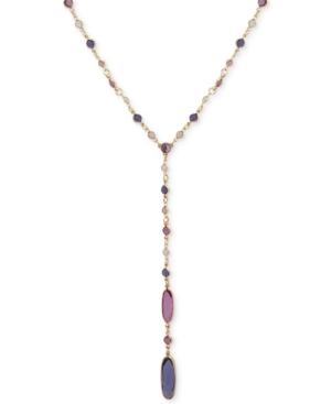 Anne Klein Gold-tone Stone Lariat Necklace, 28 + 3 Extender