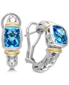 Effy Ocean Bleu Blue Topaz Hoop Earrings (5 Ct. T.w.) In Sterling Silver And 18k Gold