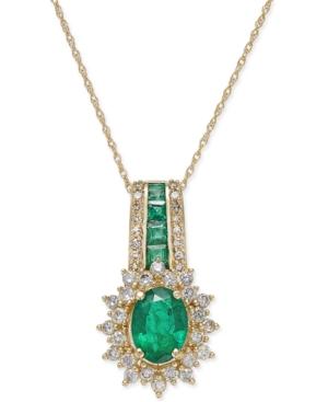 Emerald (1-1/3 Ct. T.w.) And Diamond (1/2 Ct. T.w.) Pendant Necklace In 14k Gold