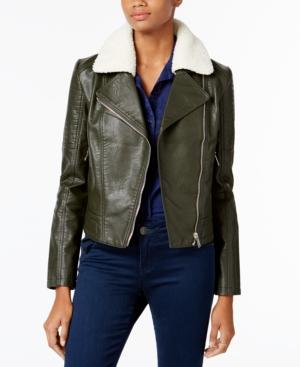 Collection B Juniors' Mixed-media Moto Jacket