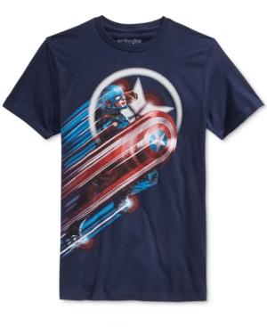 Mighty Fine Men's Captain America Team Cap Zoom Graphic-print T-shirt