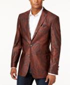 Tallia Men's Slim-fit Brick Black Paisley Sport Coat