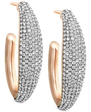Swarovski Rose Gold-tone Large Crystal Pave Hoop Earrings