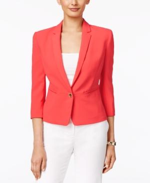 Tahari Asl Petite Crepe One-button Blazer